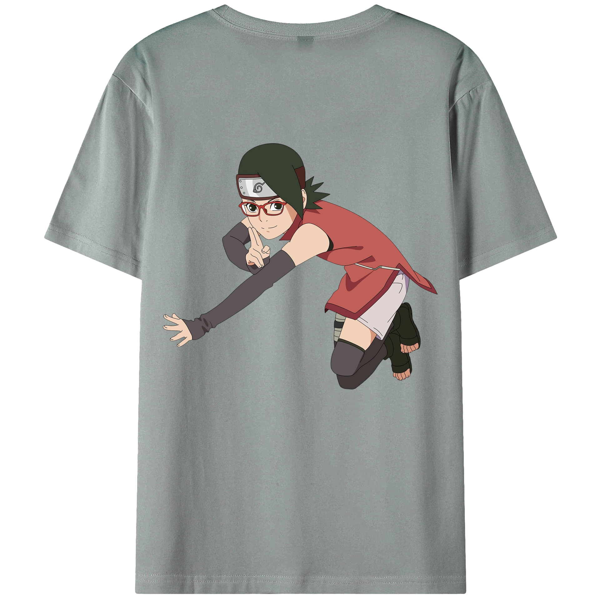 （画像用） NARUTO -ナルト- うちは サラダ Uchiha Sarada 綿100％ メンズ半袖Tシャツ（バックプリント） 通気性